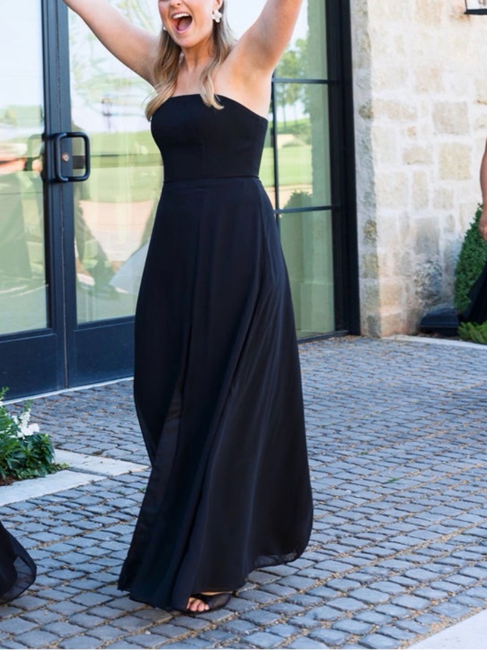 Azazie Black Strapless Maxi Bridesmaid Dress